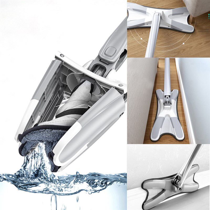 Manual Extrusion Floor Mop Hand Free Washing Flat Mop With M