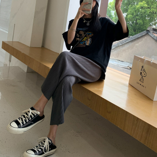 孕妇裤子外穿夏季薄款百褶t压皱冰丝孕妇休闲裤九分托腹萝卜裤夏