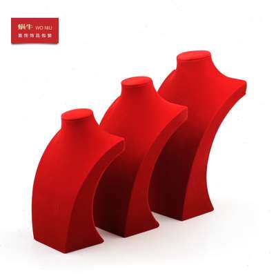 立体脖子人像f架大红色橱窗模模特座珠宝首饰项链饰品架道具颈展