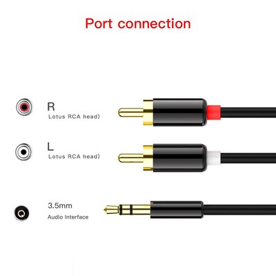 NEW Audio Cable 2RCA to 3.5 Audio Car Cable for Amplifier P