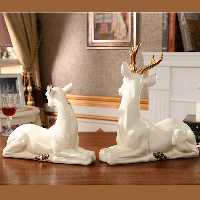 欧式奢华陶瓷鹿摆件一对客厅玄关电视柜家具样板房软装饰品摆设,畜牧/养殖物资,特种养殖设备,淘宝优惠券,粉丝福利购,淘宝优惠卷
