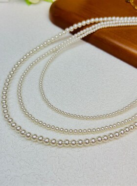 极细施家珍珠项链女正圆无暇强x光轻奢高级感纯S925银14K金锁骨链