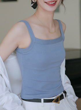 美背小背心女202l1年新款一体带胸垫吊带修身无袖上衣内搭打底外