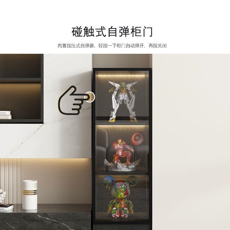 玻璃门客厅电视背景靠墙窄夹缝隙柜展示立边柜收纳柜书柜手办柜
