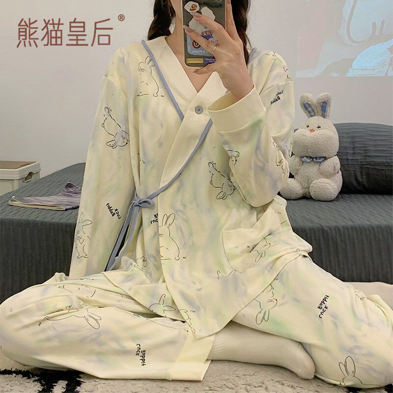 月子服冬季产后孕妇睡衣秋冬款产妇哺乳家居服春秋加厚可外穿