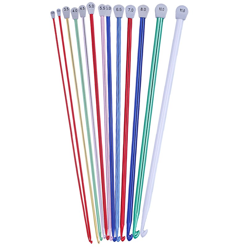 14 Size Tunisian Afghan Crochet Hooks  Multicolor Aluminum K