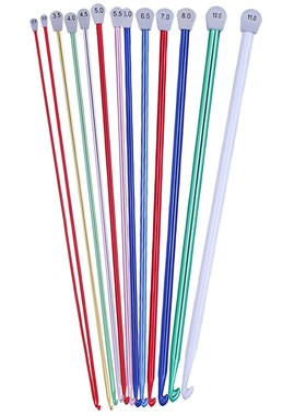 14 Size Tunisian Afghan Crochet Hooks  Multicolor Aluminum K