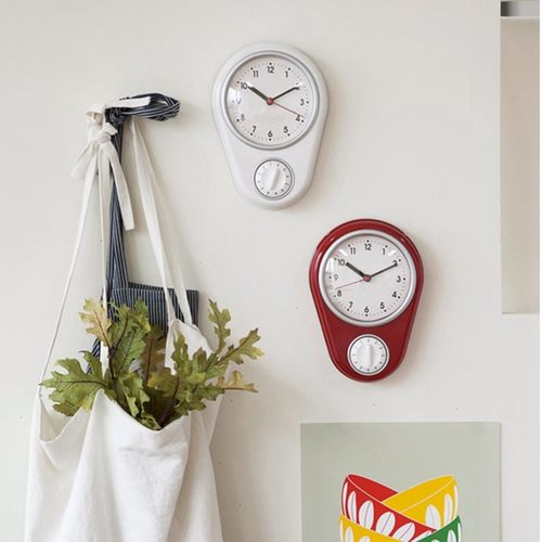 现代简约创意厨房钟表家用钟个性闹铃定时器石英钟时尚家居小挂钟