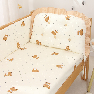 婴儿床床围栏软包防撞a类加高防摔四件套五件套拼接床围挡布