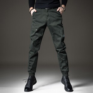 贵色秋季高端工装休闲裤男新款裤子男宽松大码潮牌哈伦直筒束脚裤