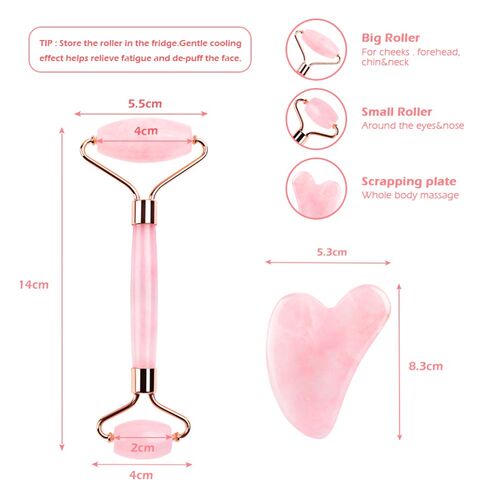 Quartz Jade Roller Heart Guasha Scraping Board Slimming Face