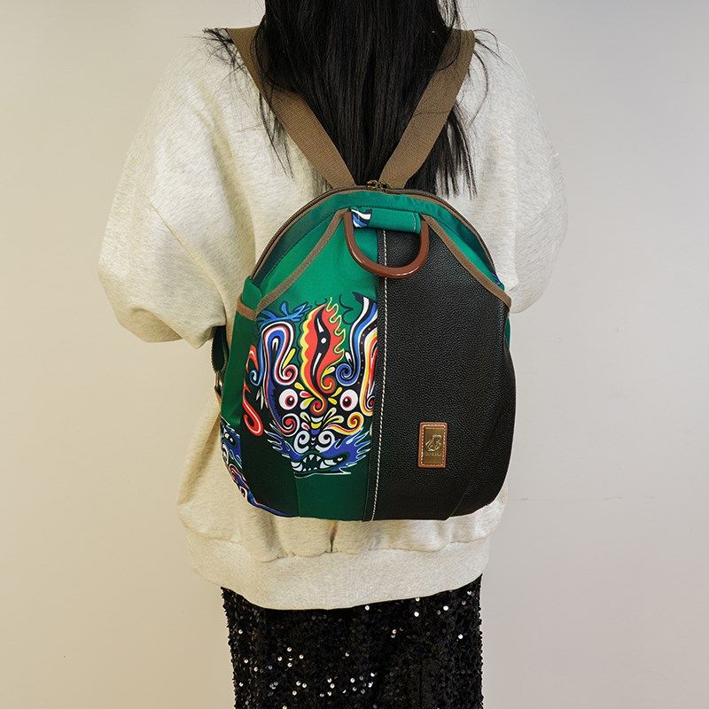双肩包小型小众设计感新款撞色旅游通勤休闲小背包女民族风小书包