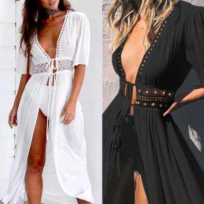 Summer Womeni Beach Dress Female Solid Bikini Cover Ups Shor