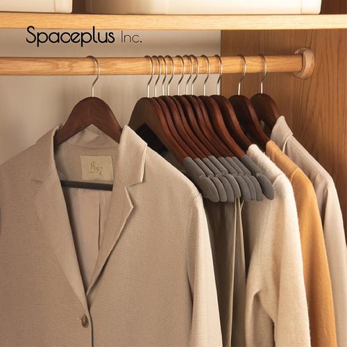 实木植绒衣架家用挂衣撑防滑无痕衣柜木质木头收纳服装店专用衣架