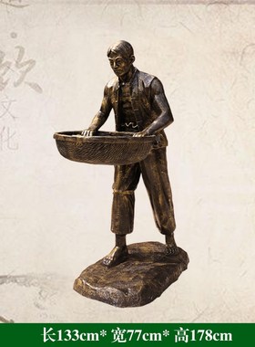 茶文化雕塑制茶工艺流程采茶摆件茶圣陆羽雕像茶馆茶园户外装饰