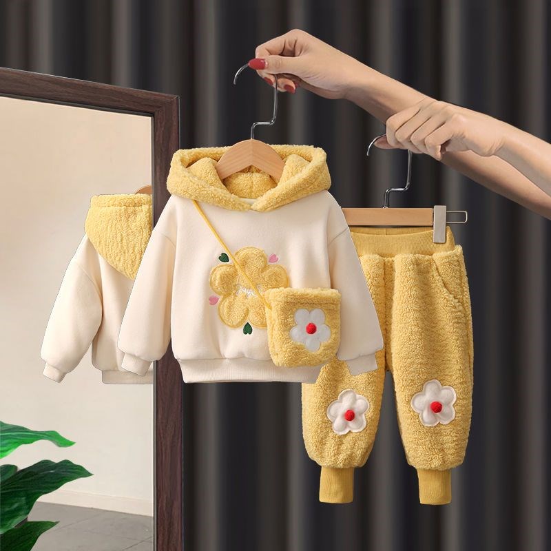 女童男童秋冬套装k加绒加厚2022新款小孩冬天衣服中小童宝宝两件