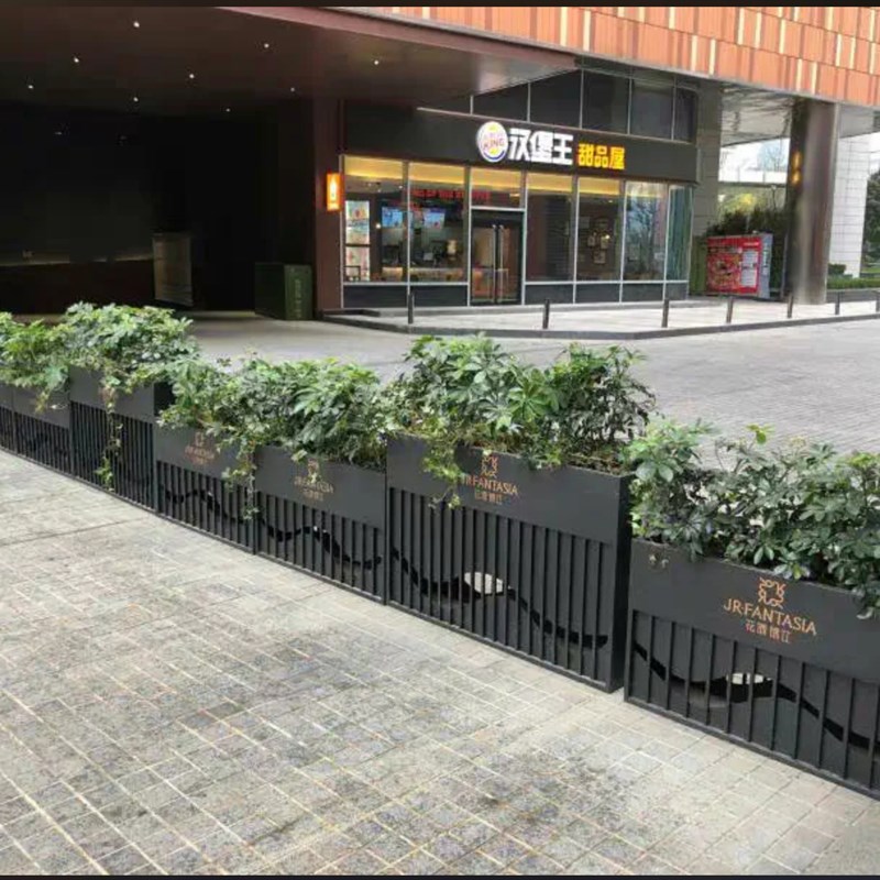 户外铁艺花箱组合不锈钢花槽移动室外隔断金属花坛种植售楼部花盆