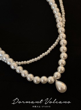 现货「唐顿庄园」法式高级感多层叠戴H珍珠项链轻奢宫廷风小众锁