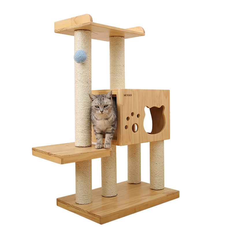 爬猫架实木多功能猫咪爬架猫窝木质剑麻猫抓柱猫咪用品跳板猫爬架