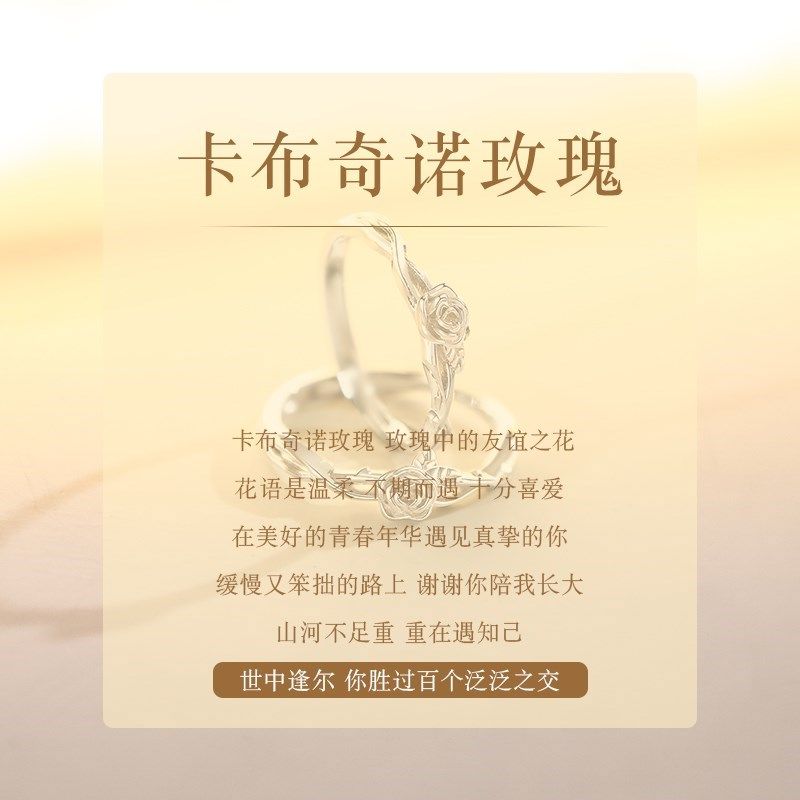 卡布奇诺玫瑰闺蜜戒指银女生一对小众设计情N侣对戒圣诞礼物送姐