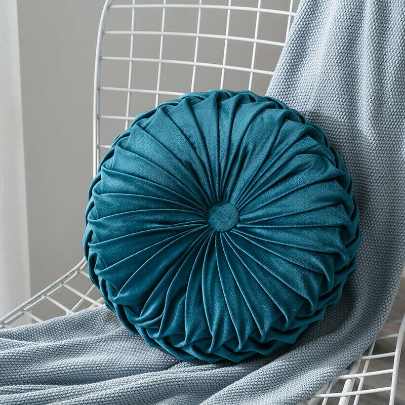 Velvet Pleated Round Floor Cushion Pillow Decorative Sofa Th