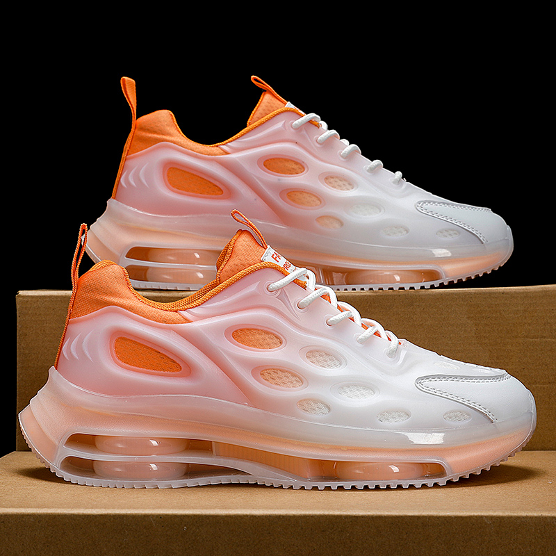 男鞋春秋韩版夏季网面透气休闲运动青少年渐变气垫减震跑步老爹鞋