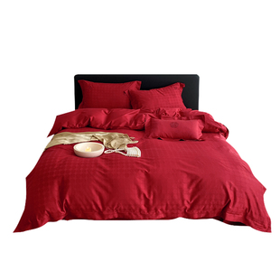 大红色婚房四件套全棉纯棉床单被套结婚喜庆新婚嫁秋冬季 高档床品