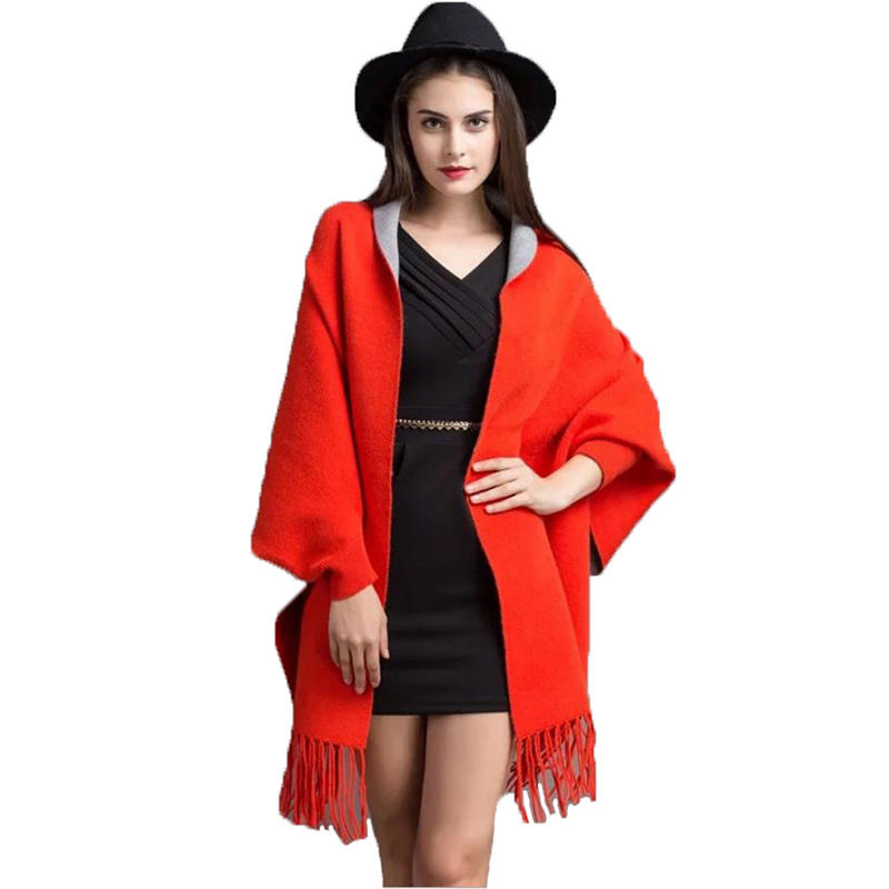 速发19 mitation cashmere tassel shawl with sleeves autumn a