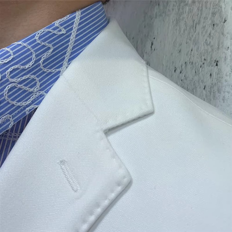 英伦风白色修身西装外套男士潮流商务新郎正装结婚礼服西服套装男