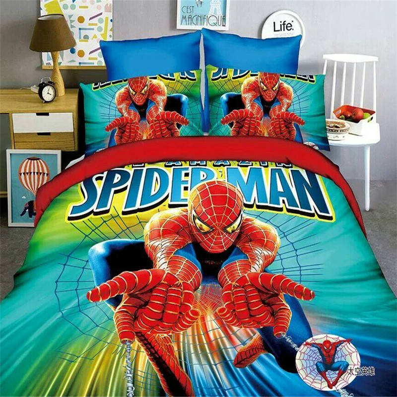 网红Spiderman Bedding Set Cartoon Boy Single Twin size 2/3/4 ZIPPO/瑞士军刀/眼镜 洗眼液 原图主图