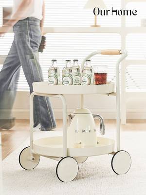 奶油风可移动茶几小推车边几现代简约创意小桌子小户型客厅床边桌