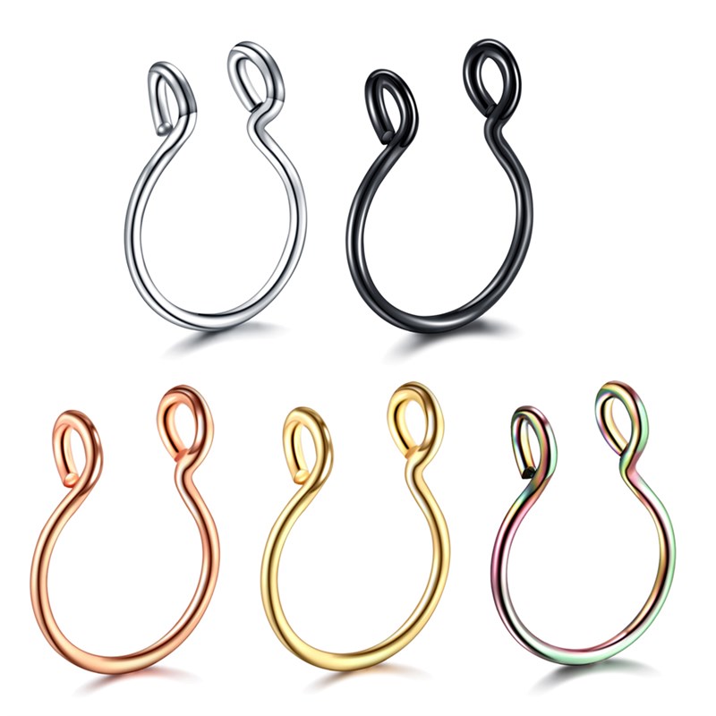 推荐1Pc Stainless Steel Fake Nose Ring Hoop Septum Rings C C