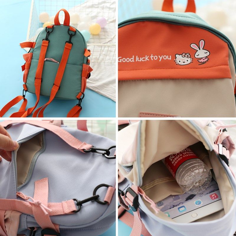 日系撞色可爱双肩包女小包夏旅行逛街小背包小巧轻V便可斜挎妈咪