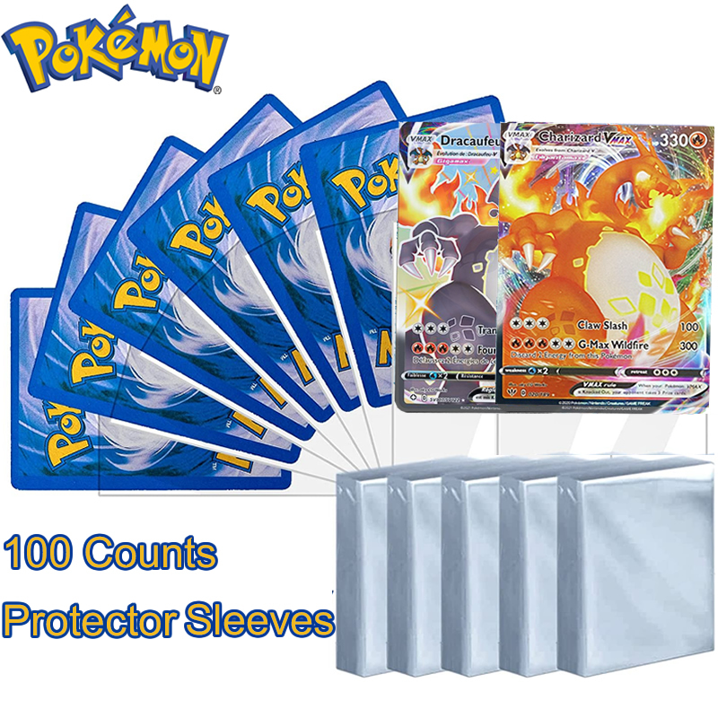 速发100pcs Transparent Pokemon Card Sleeves Protector Playin