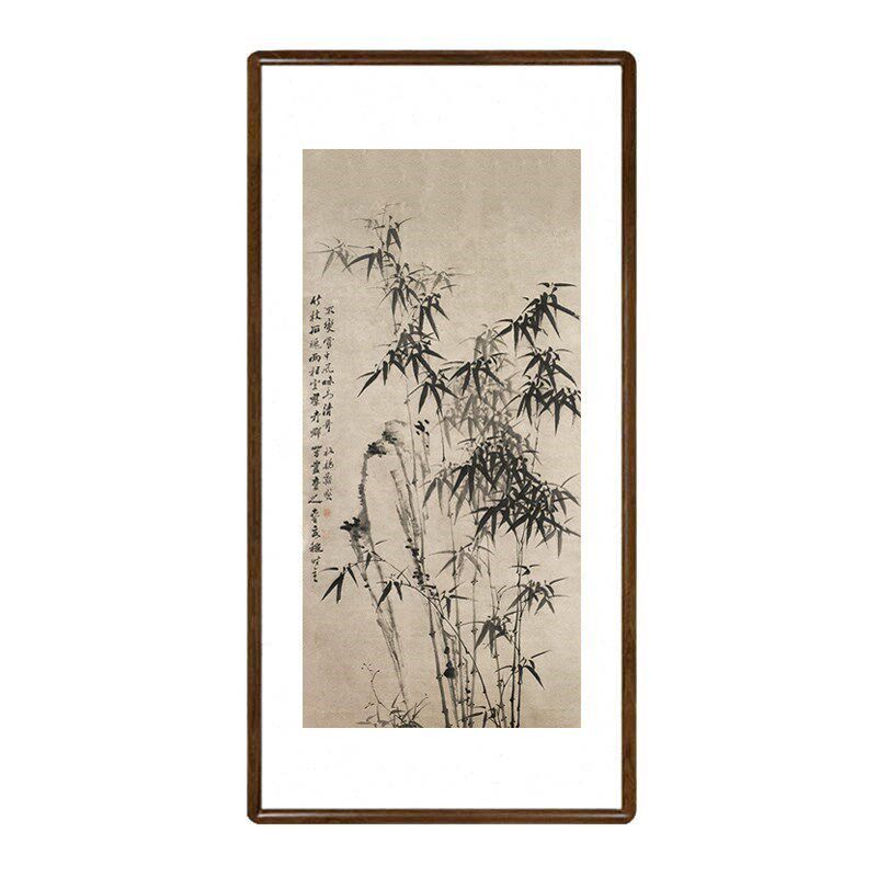 0J0竹子水墨国画新p中式客厅玄关装饰画J书房茶室挂画郑板桥竹石