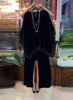 2021年d春季新款大码女装显瘦丝绒套装微胖妹妹洋气减龄遮肚两件