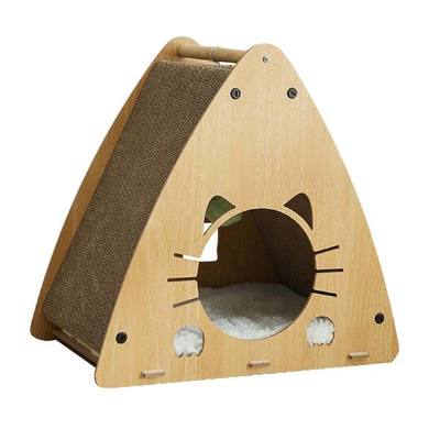 速发Triangle Cat Scratcher Box Lounge Bed Corrugated Cardboa