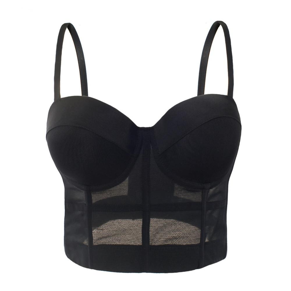 网红Mesh Push Up Bralet Women's Corset Bustier Bra Night Clu