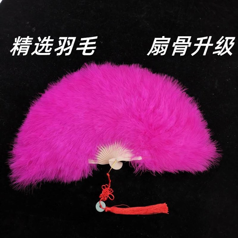 包邮加厚羽c毛扇子舞蹈舞台表演旗袍走秀广场舞古风网红白色羽毛