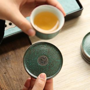 茶杯托防烫创意隔热茶垫复古家用茶道茶具配件 陶瓷圆形杯垫中式