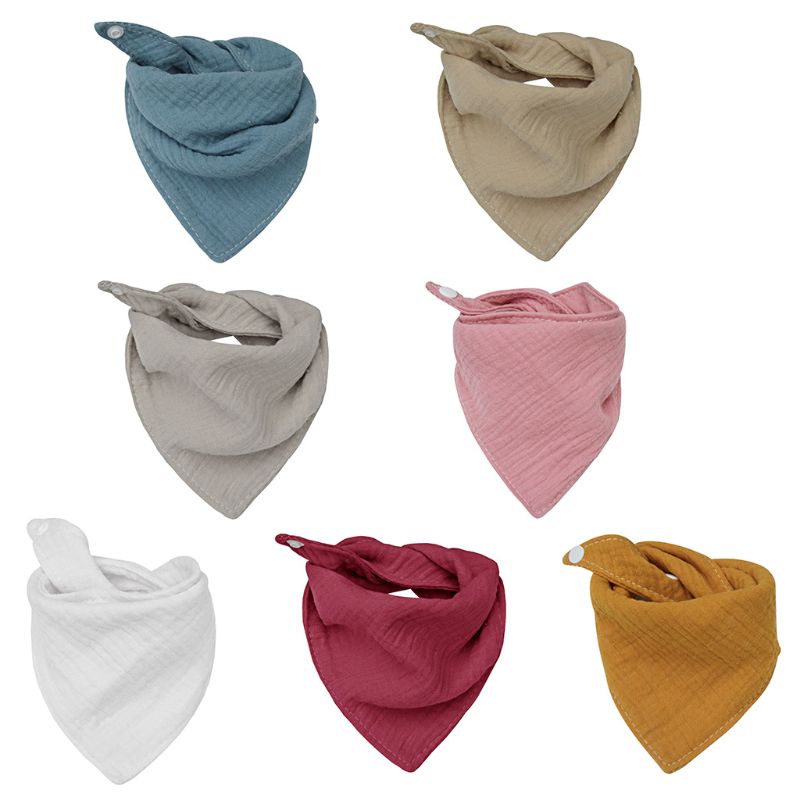 推荐Baby Infant Cotton Bib Solid Color Triangle Scarf Feedin