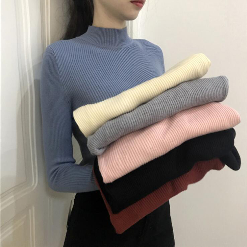 极速Vintage Turtleneck Women Pullovers Solid Autumn Winter C