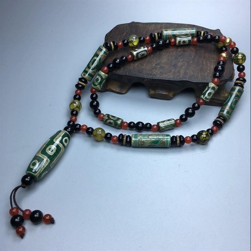 极速Tibet agate three eyes nine eyes green day beads pendant