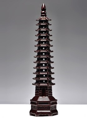 黑檀实木雕刻13层文昌塔摆件十三层塔家居客厅玄关装饰送礼工艺品