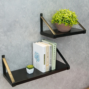 墙壁置物架铁艺实木一字隔板装饰架挂墙置物架客厅高承重酒架书架