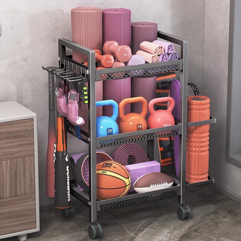 健身器材收纳架可移动家用瑜伽垫泡沫轴哑铃收纳筐运动用品置物架,收纳整理,运动器材收纳用具,淘宝优惠券,粉丝福利购,淘宝优惠卷