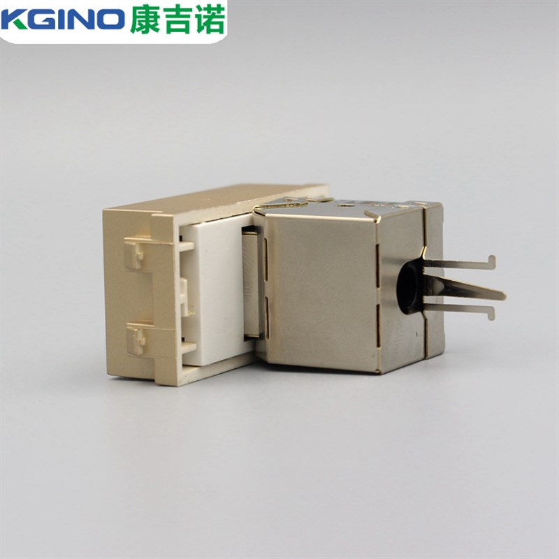 香槟金128型六类屏蔽网络模块金色电脑插座 香槟色RJ45口网线模块