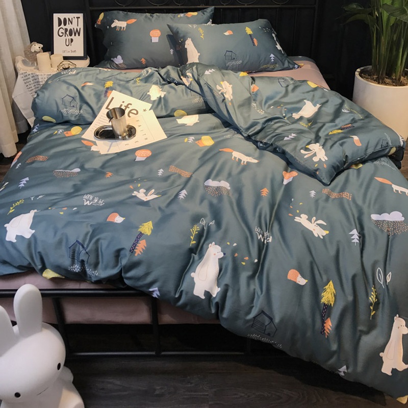 清仓全棉60花长绒棉四件套裸支纯棉印睡贡缎床笠床单1.8m床上用品