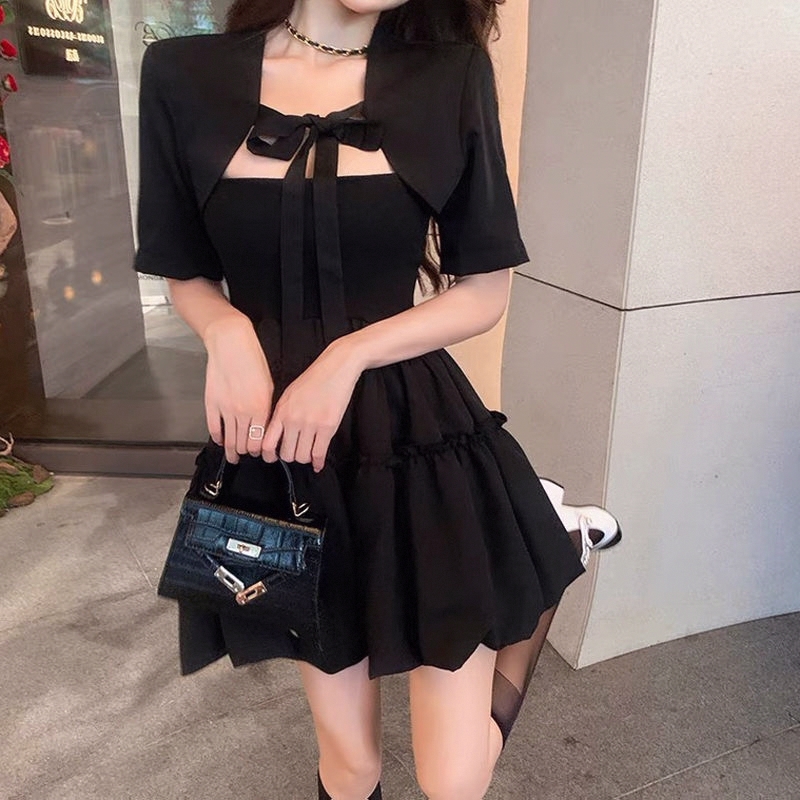 吊带坎肩西装仙i女裙子外套女小个子网红2023套装洋装法式新款夏