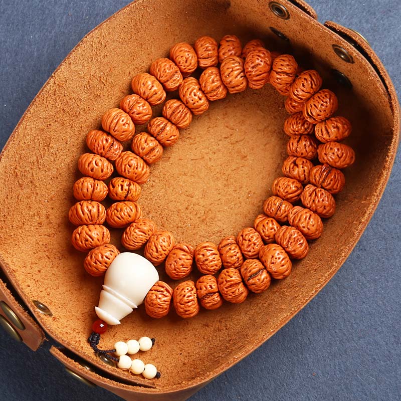 新品桃胡文玩蟠桃核手串仙桃核手链54/108颗粒手持手把玩件男